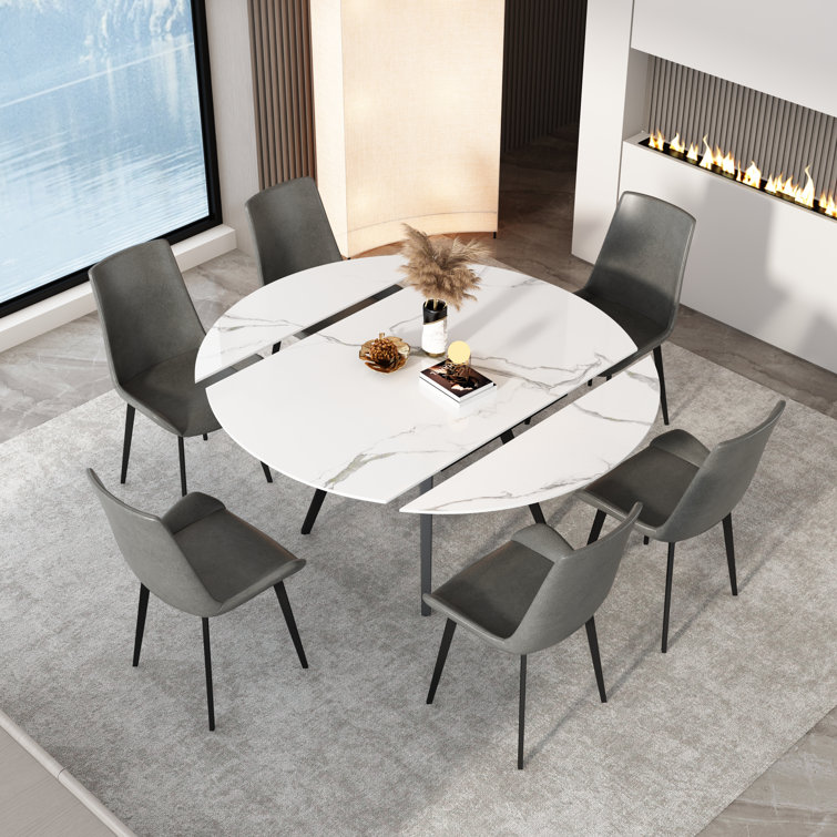 6 person round glass dining online table